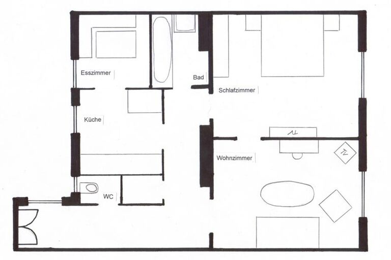 Grundriss eines der Schick-Appartements in Wien